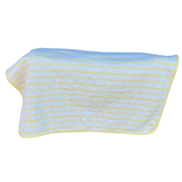Vintage Gymboree Fish Sea Star Reversible Baby Blanket 90s Yellow White GUC - Picture 8 of 16